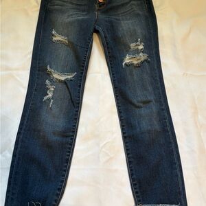 Judy Blue Dark Blue Ripped Skinny Jeans